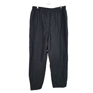 Mens Port Authority Black Track Pants Drawstring Elastic Waist Polyester Size L